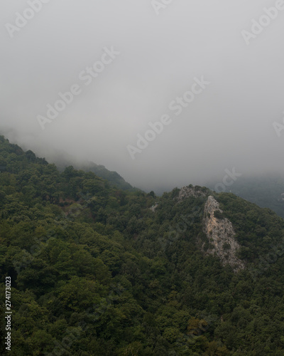 cloudy romantic mountains in pilio greece
