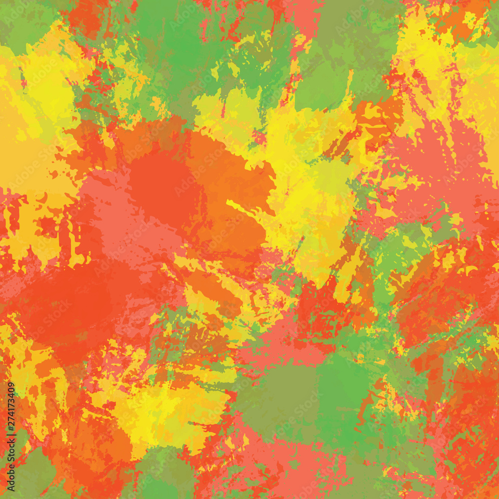 Seamless abstract background of paint strokes red, yellow, green