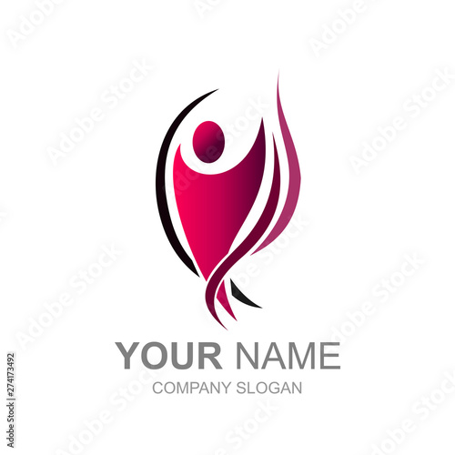  logo people with simple look and resembling a blaze, fire and human logo