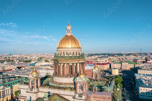 Saint Isaac's Cathedral aerial view overlooking the historic part of the city.