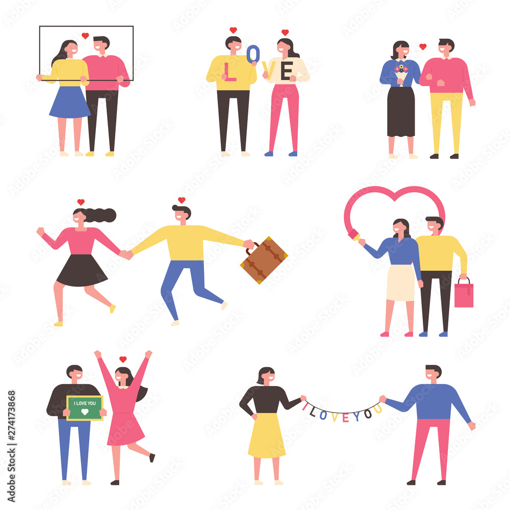 Lovers are doing the event. flat design style minimal vector illustration.