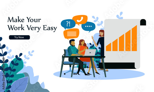 business people meeting successful flat design concept