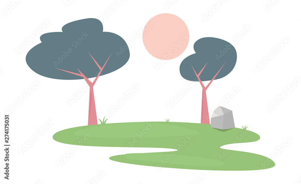 landscape forest trees botanical icon vector ilustration