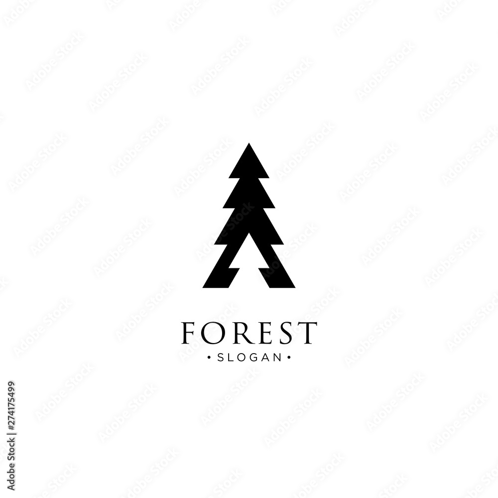 Fototapeta premium monoline forest, mountain and wave logo icon vector