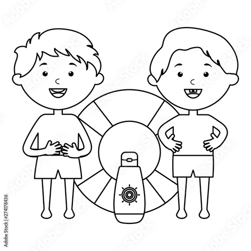 little boys with float and solar blocker product