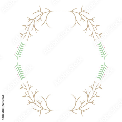 circular leafs crown frame boho style