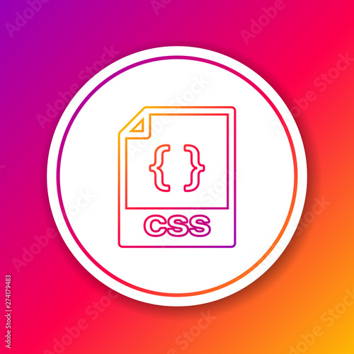 Color CSS file document icon. Download css button line icon isolated on color background. CSS file symbol. Circle white button. Vector Illustration
