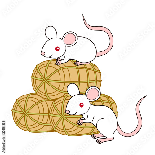 ねずみと米俵 イラスト Mouse Stock イラスト Adobe Stock