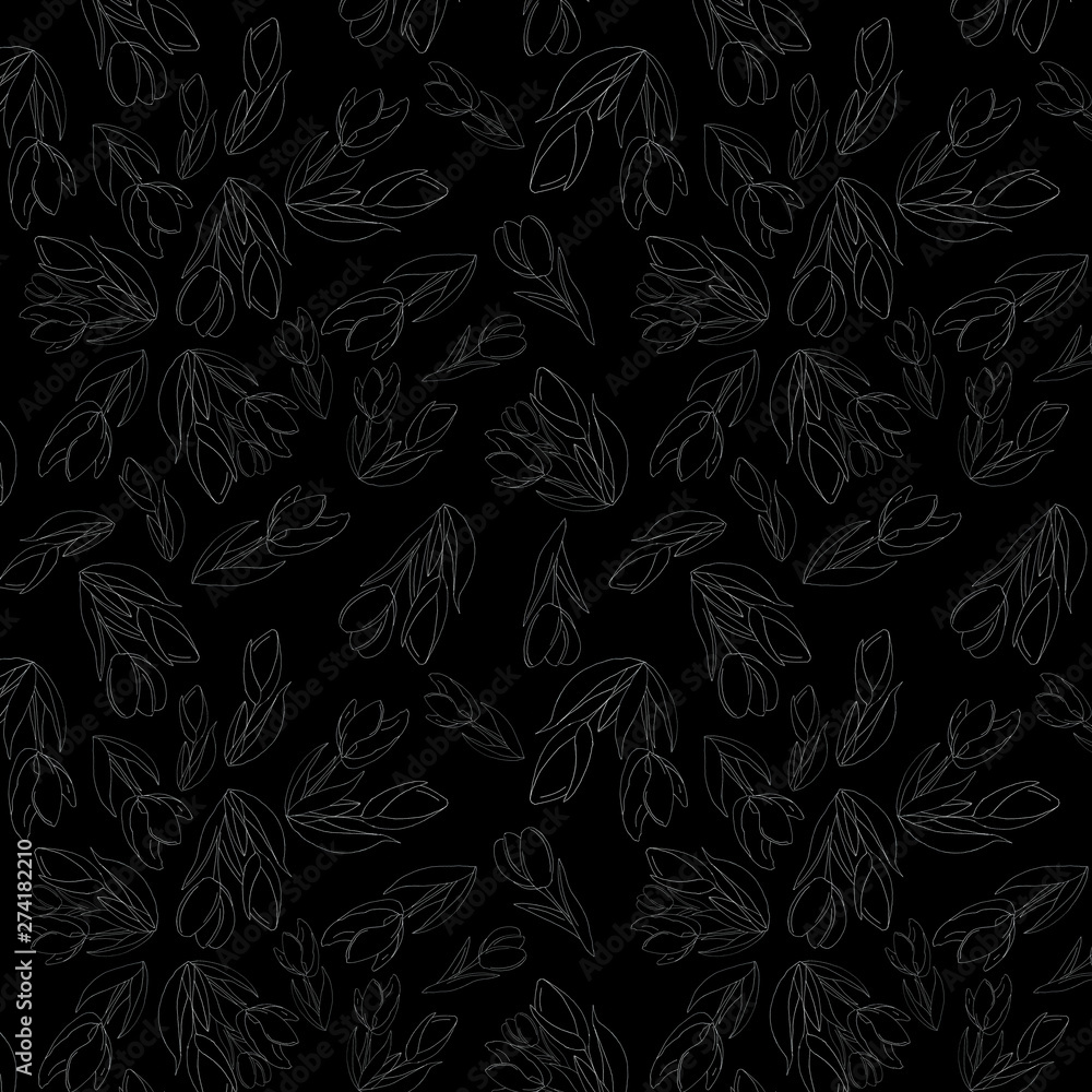 Graphic seamless background with tulips. Hand painted Graphic seamless background with tulips. Hand painted