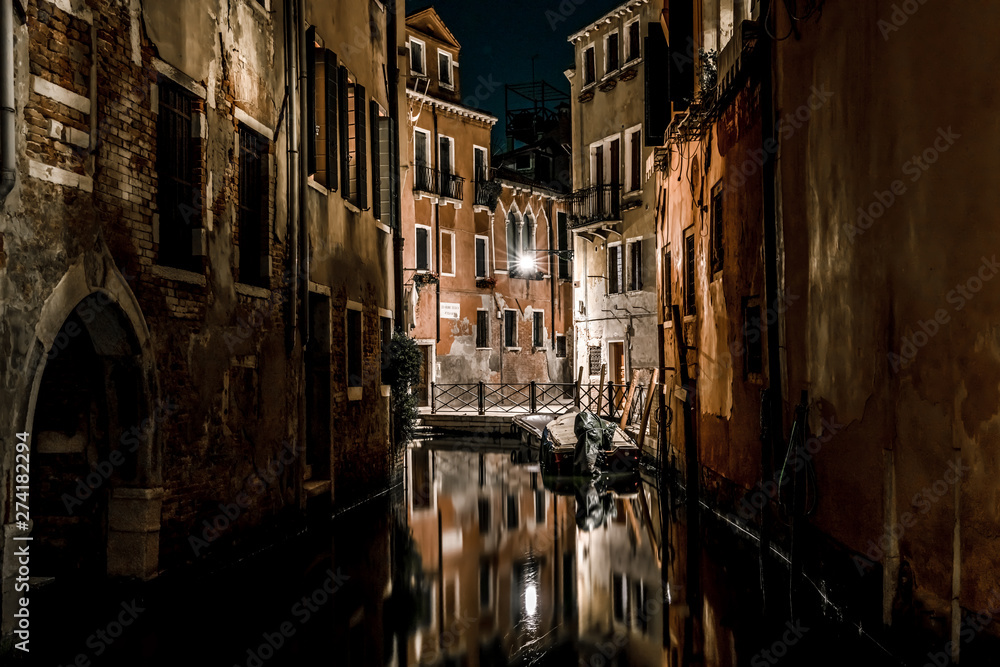 Night on the canal in Venice