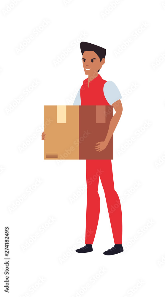 man with package fast delivery logistic icon vector ilustrate man with package fast delivery logistic icon vector ilustrate