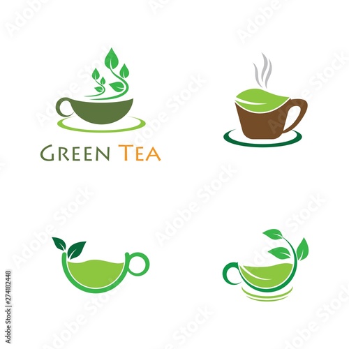 Green tea vector logo illustration