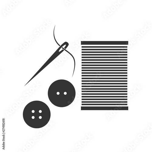 Sewing needle with thread Glyph icon vector concept illustration for