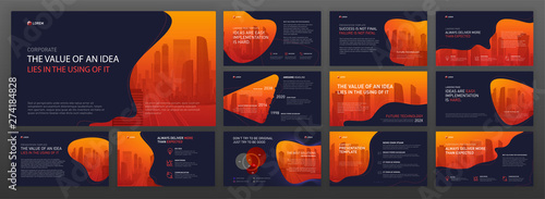 Business powerpoint presentation templates set. Use for keynote presentation background, brochure design, website slider, landing page, company profile layout.