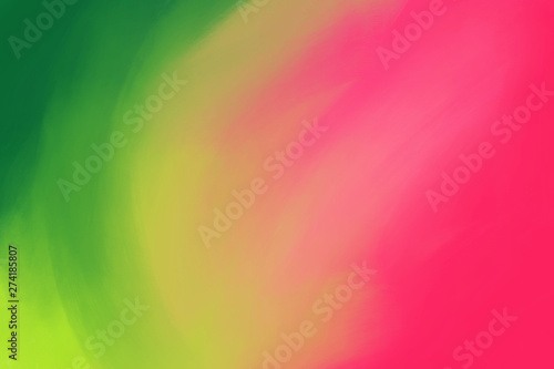 Abstract background watermelon color - from rich green to pink. Soft gradient color transition. Acrylic brush strokes. Summer fruit concept. Fresh fashionable colors, a contrasting combination.