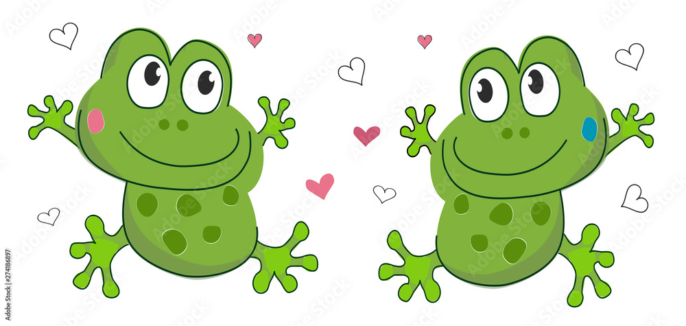 Obraz premium Frogs in love, vector illustration. eps