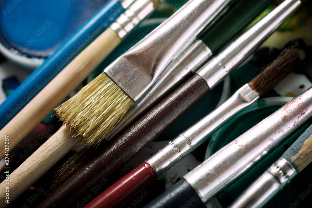 Fototapeta premium Watercolorist tools view