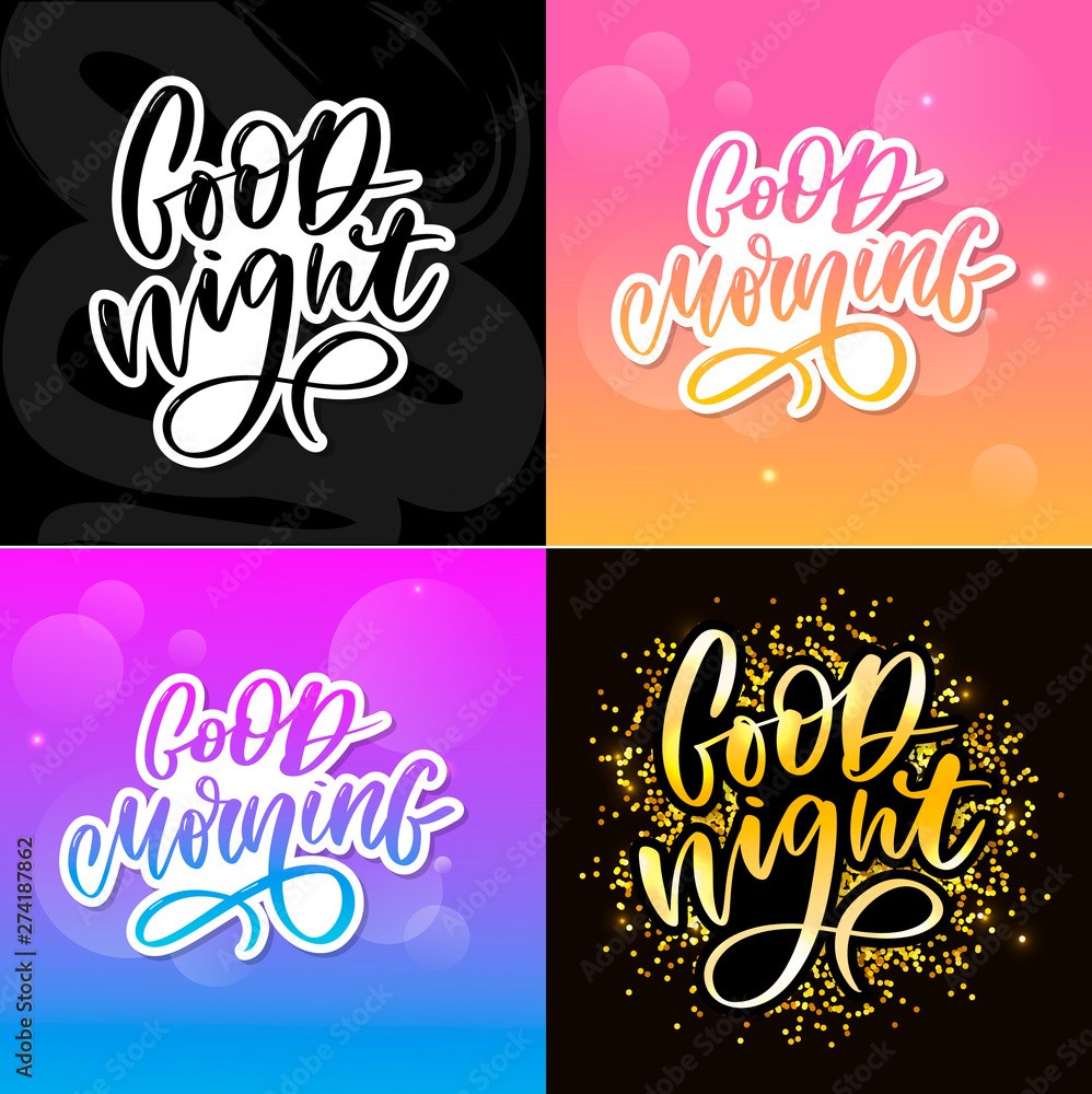 Good Night. Hand drawn typography poster. T shirt hand lettered calligraphic design. Inspirational vector typography slogan Good Night. Hand drawn typography poster. T shirt hand lettered calligraphic design. Inspirational vector typography slogan