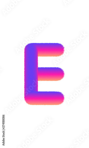  fur alphabet capital letter. letter alphabet character E font - vector illustration