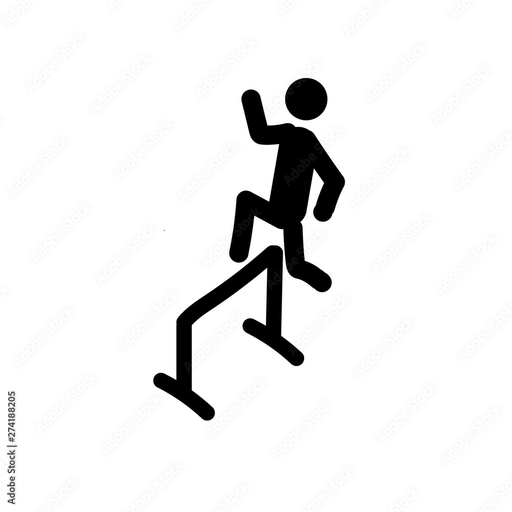 accomplished human icon vector on white background, runner over barrier icon
