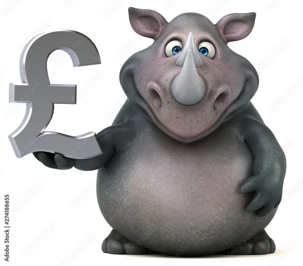 Naklejka premium Fun rhino - 3D Illustration