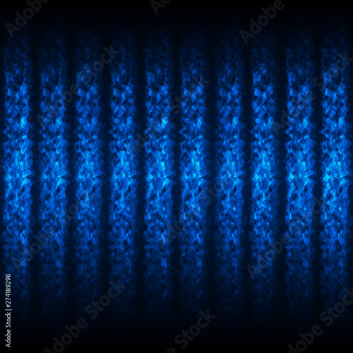 Seamless Glowing Pattern of Blue Waved Lines on Dark Background.