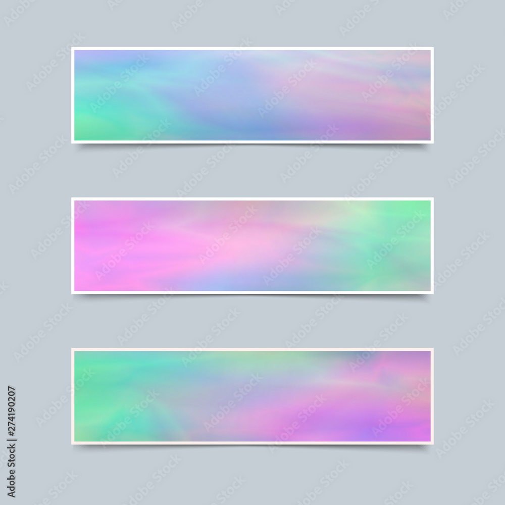 Set of Delicate Banners with Holographic Effect for Business.