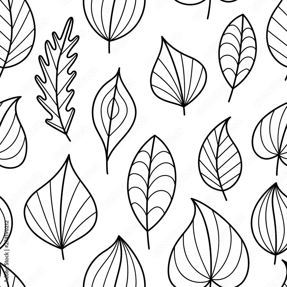 Coloring Page Seamless Pattern with Fall. Coloring Page Seamless Pattern with Fall.