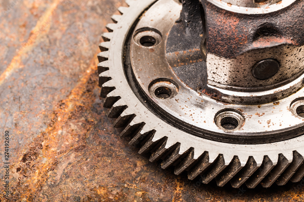 Various car parts and accessories, on metal background - Image Various car parts and accessories, on metal background - Image