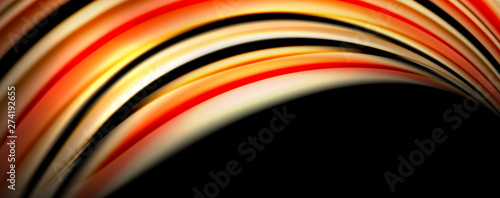 Fluid color swirls on black. Modern background with trendy design