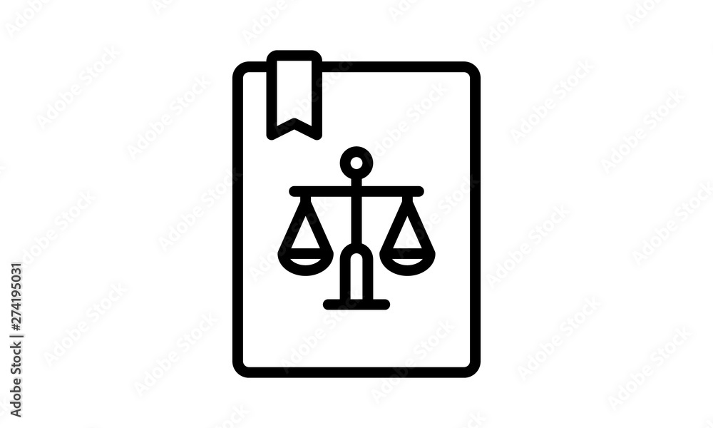 Law book line icon for legal services and education Law book line icon for legal services and education