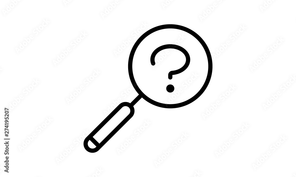 FAQ icon with magnifying glass and question mark for customer service FAQ icon with magnifying glass and question mark for customer service