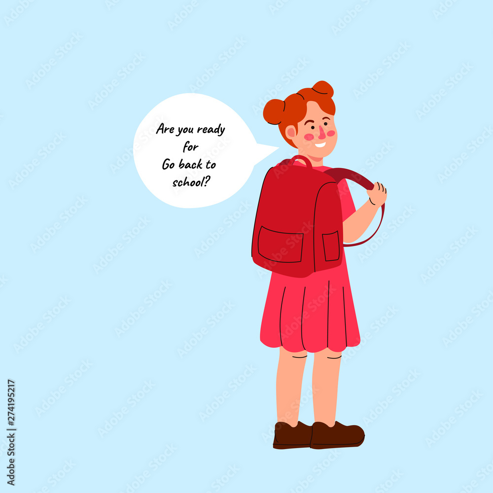 Cute Kids Bring School Bag Ready For Go Back To School Cartoon Stock Vector Adobe Stock