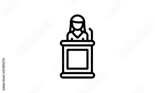 Witness thin line icon for justice and law concepts