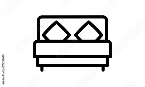 Double bed vector sketch icon isolated on background. Hand drawn Double bed icon. Double bed sketch icon for infographic, website or app. © khalid_spk