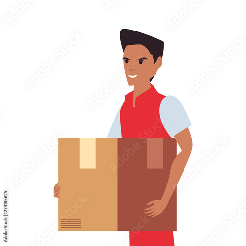man with package fast delivery logistic icon vector ilustrate © djvstock