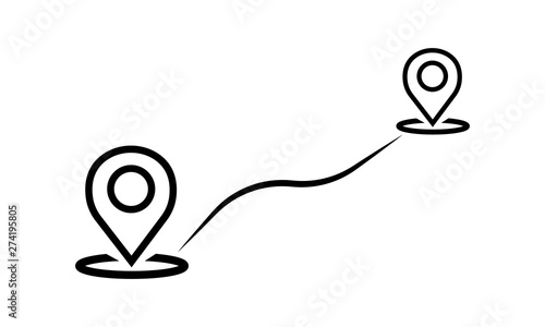 Distance to travel between two points icon vector image 