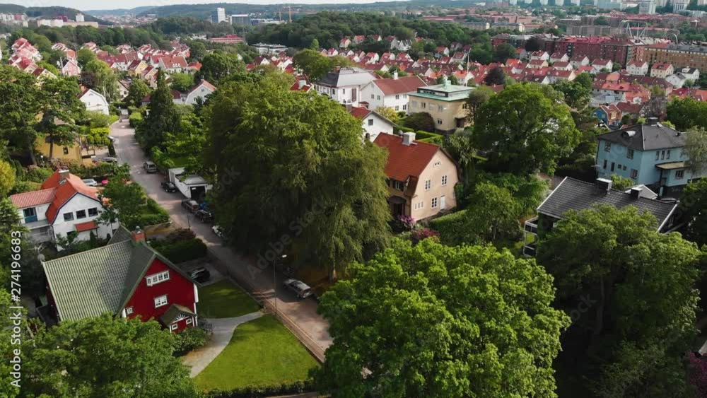 Aerial View Of Picturesque Houses On The Swedish Paradise Part Of Gothenburg Called Orgryte In Sweden. Aerial View Of Picturesque Houses On The Swedish Paradise Part Of Gothenburg Called Orgryte In Sweden.
