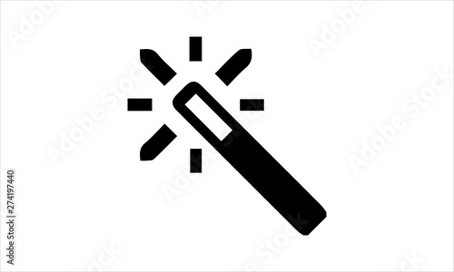 Magic wand glyph icon for tools and design concepts