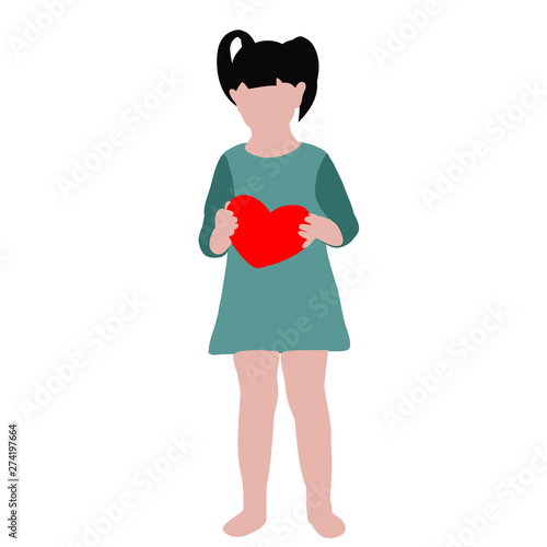  flat style girl with heart