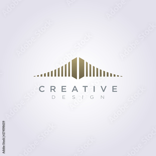 Bridge or Building City Vector Illustration Design Clipart Symbol Logo Template
