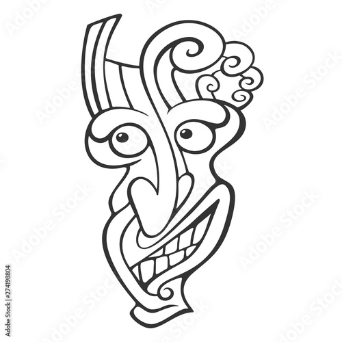 Tiki Head Line Art