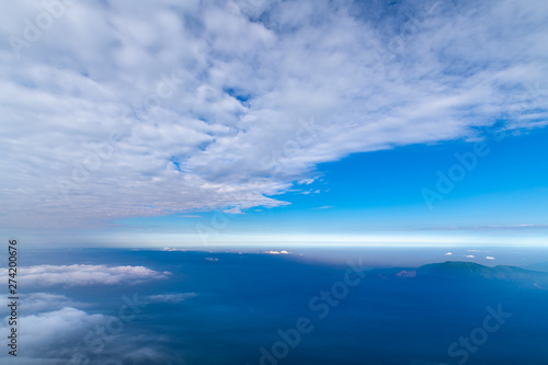 The sea of clouds under the blue sky and white clouds, Emei mountain, Sichuan province, China