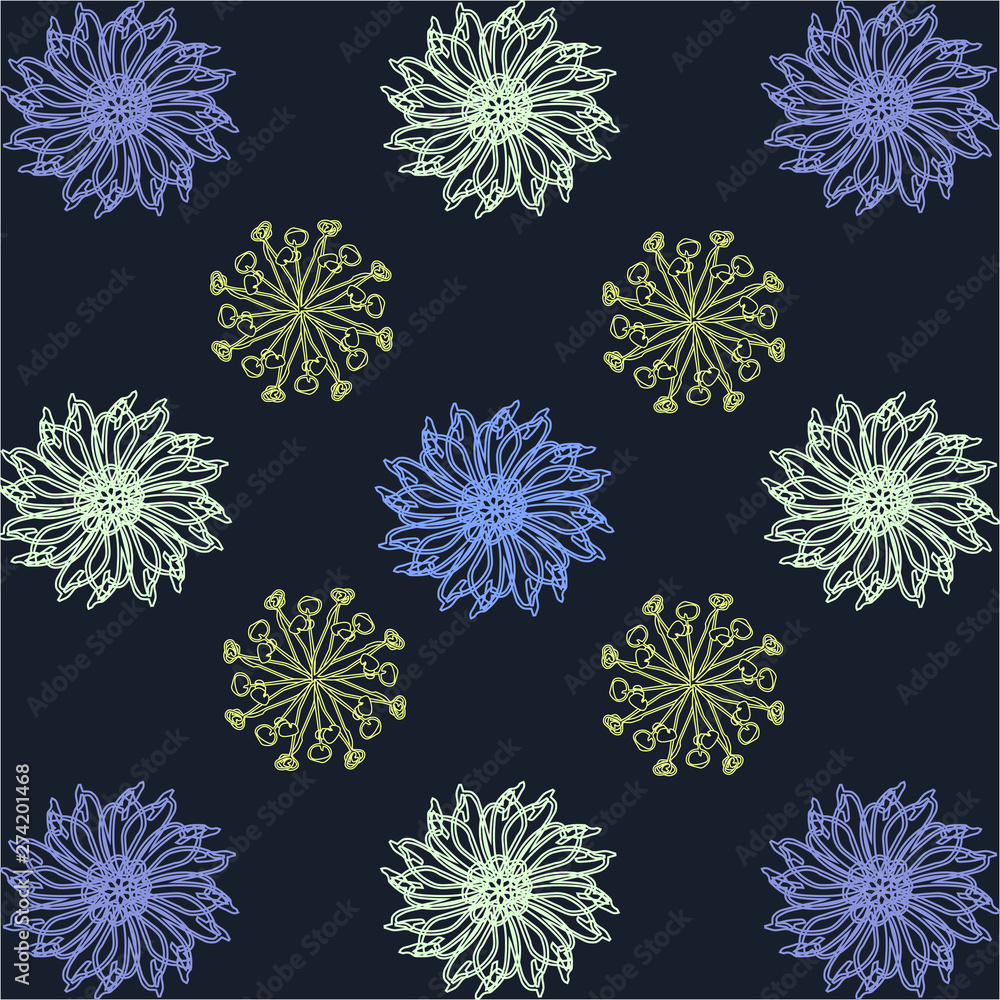 Set of flat abstract floral icons in silhouette isolated on black.Cute illustrations for stickers,labels,tags,scrapbooking.Could be used as wallpaper,textile,wrapping paper or background.Hand Drawn Set of flat abstract floral icons in silhouette isolated on black.Cute illustrations for stickers,labels,tags,scrapbooking.Could be used as wallpaper,textile,wrapping paper or background.Hand Drawn