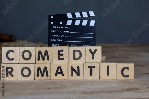 Billede på lærred Romantic Comedy Movie Concept, Clapperboard