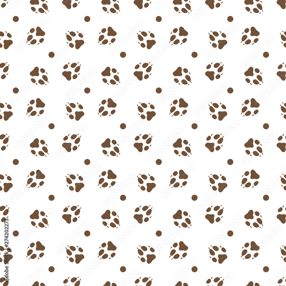 Seamless pattern with dog tracks Animal background Seamless pattern with dog tracks Animal background
