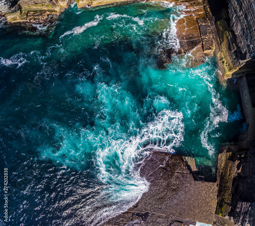 Taken above the cliffs on the Orkney islands in northeast Scotland.  Yesnaby is an area in Sandwick, on the west coast of Orkney Mainland, Scotland, south of Skara Brae.