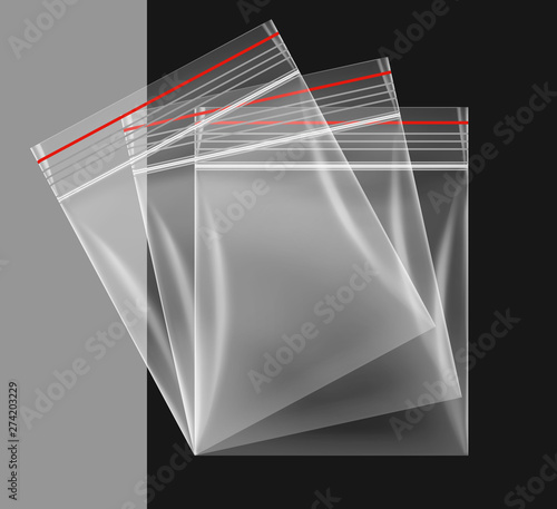 Zipper locking bag mockups. Vector illustration. Ready for your design. EPS10.	