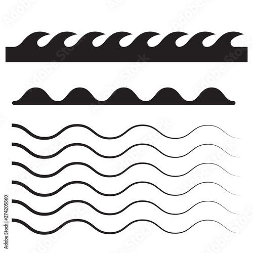 Wave icons set. Waves outline icon. Wave thin line symbol © 3dwithlove