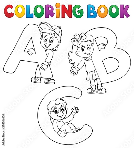 Coloring book children with letters ABC